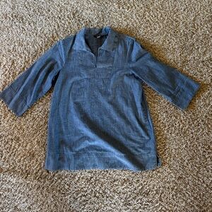 Lands End Tunic Denim, Sz M 10-12, 3/4 sleeves BoHo